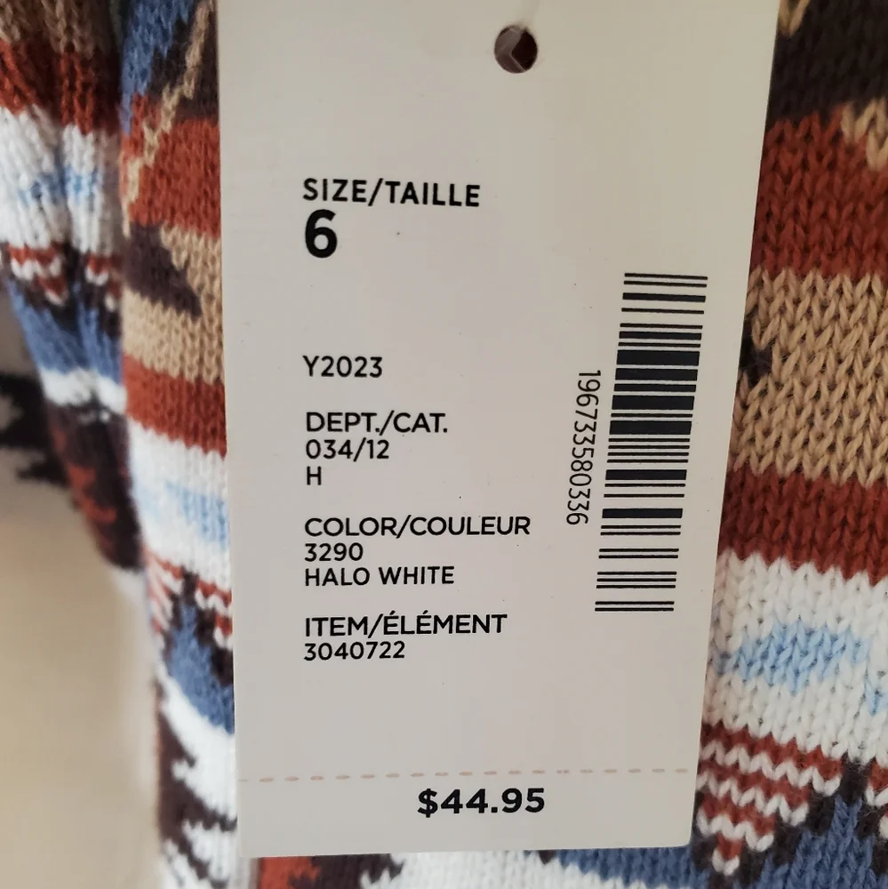 Gymboree Girls Intarsia Fairisle Long Cardigan Montana Mountain White Size 6